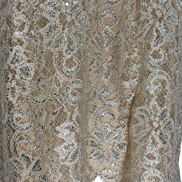 Like new HD in Paris Antthropologie Cream and Gold Lace Top Size 12 - Picture 4 of 8